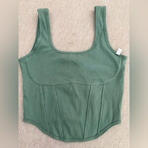 PINK Victoria's Secret Green Ribbed Crop Top